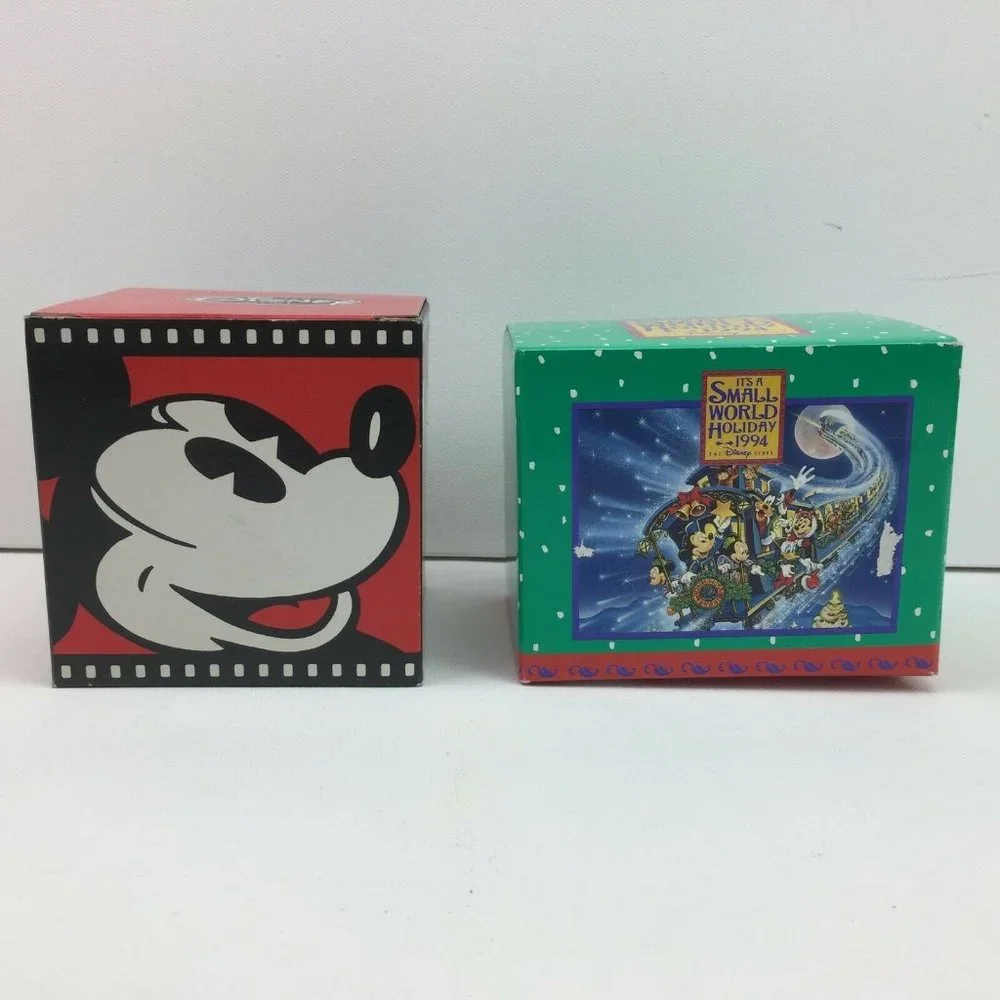 Vintage The Disney Store It's A Small World Holiday 1994 Cube Gift Boxes